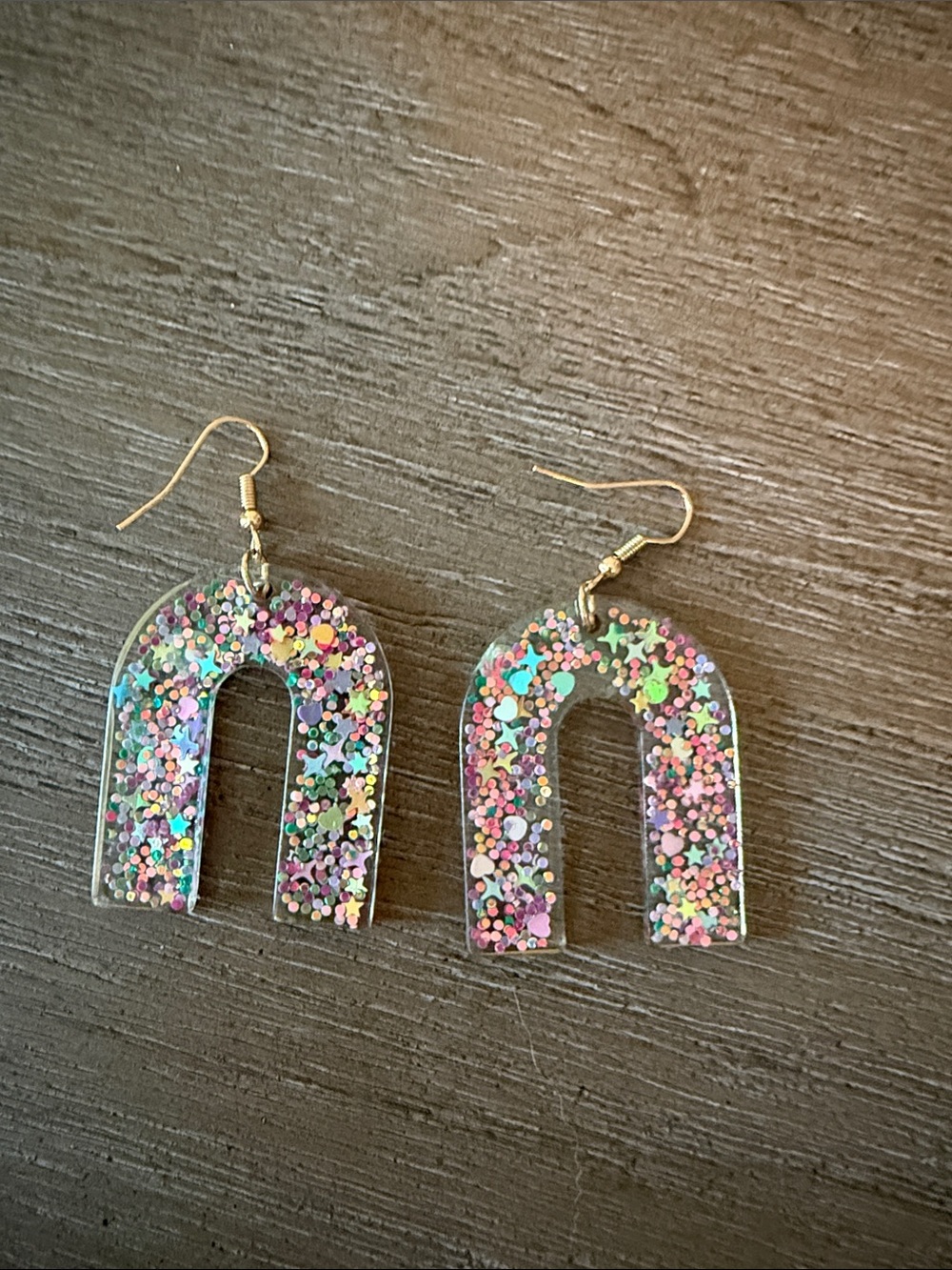 Glitter U-Shape Dangle Earrings - Multicolor